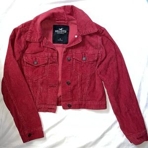 Burgundy Corduroy Cropped Jacket